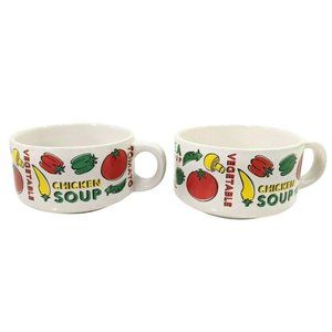SET OF 2 VTG Vegetable Medley Soup/Stew Mugs 15 Ounces Each HOUSTON FOODS Soups